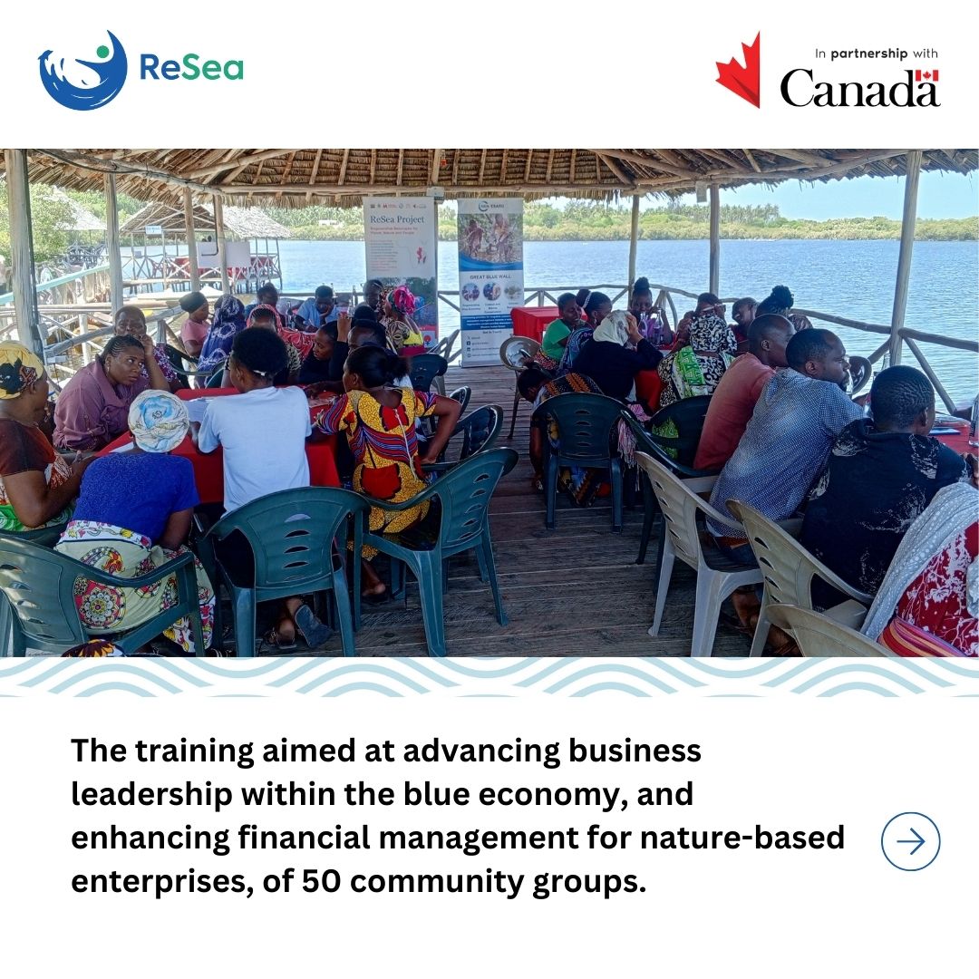 resea_project's tweet photo. In Watamu, Kenya, 50+ Mida Creek community groups strengthened skills in mangrove restoration, leadership &amp; blue economy entrepreneurship.
#ReSeaProject #NatureBasedSolutions #ClimateAdaptation #CommunitiesLead #GreatBlueWall

@CanadaDev @CanHCKenya @KilifiCountyGov https://t.co/FvIqMZboKn