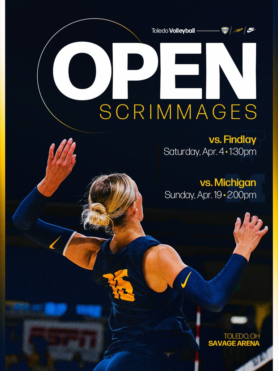 Toledo_VB's tweet photo. Back in Savage 🔜

We'll host a pair of open spring scrimmages this April. Can't wait to be back with #TeamToledo! 🤩 

🗞️ https://t.co/q00AOqdjIu https://t.co/T0BKOzmelW