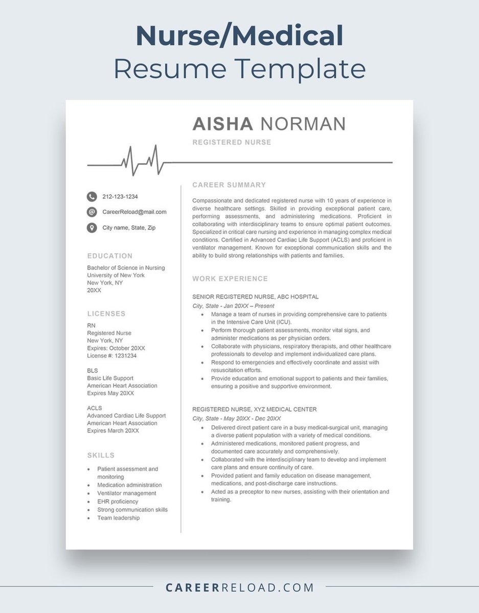 CareerReload's tweet image. Use one of our 10 free healthcare resume templates to build an application that lets you apply for healthcare jobs much faster today.

Read more: careerreload.com/healthcare-res…

#HealthcareResume #MedicalResume #ResumeExample #MedicalCV #HealthcareCV