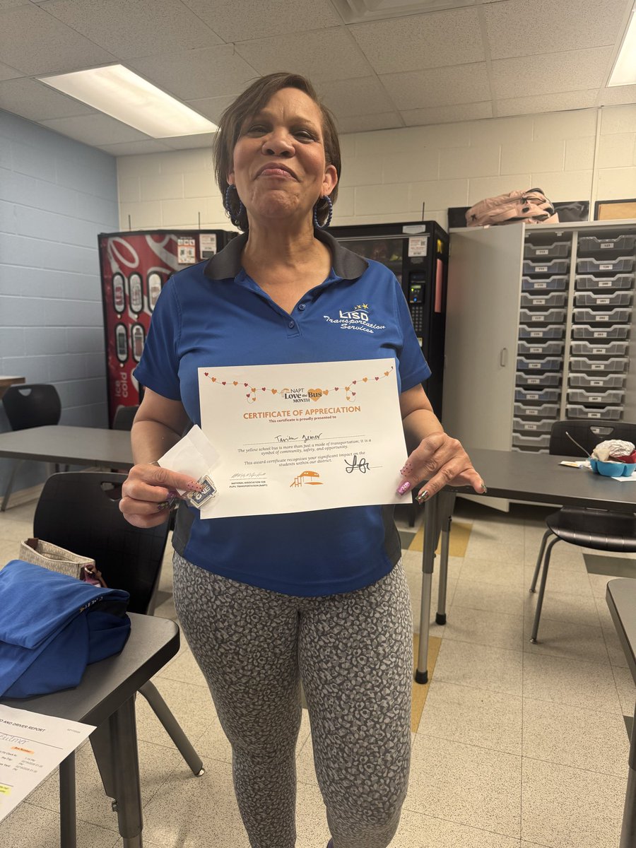 LISDTransport's tweet photo. Recognizing excellence in transportation services. 🚌⭐️
Thank you to our bus drivers for your dedication, professionalism, and commitment to safety.
Your service is valued and appreciated🏆

#LISDTransportation
#BusDriverAppreciationMonth
#SchoolTransportation
#PublicService https://t.co/AUShX5HJON