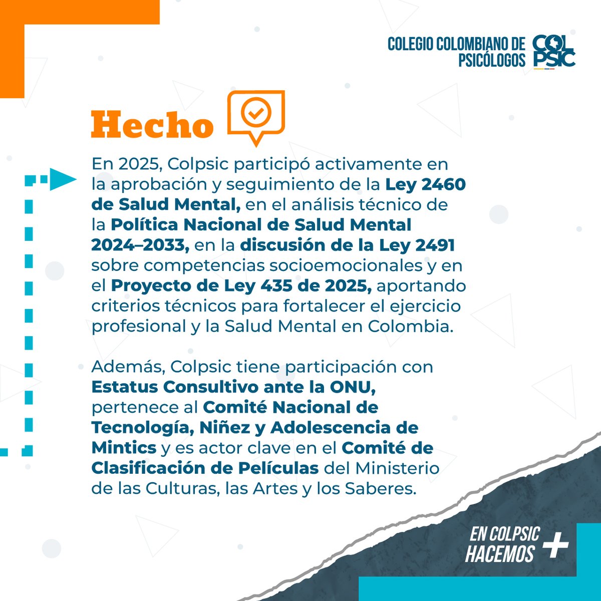 ColpsicOficial's tweet photo. ¡La Psicología se defiende con presencia, argumentos y acción!

En 2025, #Colpsic ha sido protagonista en los escenarios donde se toman decisiones que impactan la Salud Mental y el ejercicio profesional en Colombia.
Porque la representación no se anuncia: se ejerce. https://t.co/4BB4FORQti