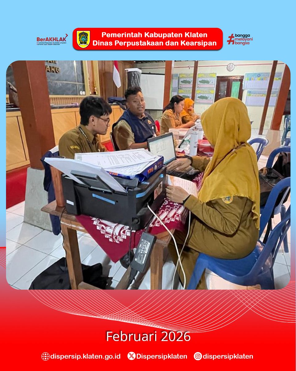 Dispersip Klaten hadir melalui program Titip Bandaku di Desa Kupang, Karangdowo. Dilaksanakan 2–6 &amp; 9–11 Februari 2026.

Layanan alih media &amp; autentifikasi arsip ini membantu masyarakat mengamankan dokumen penting dari risiko banjir dengan digitalisasi yang aman dan autentik.