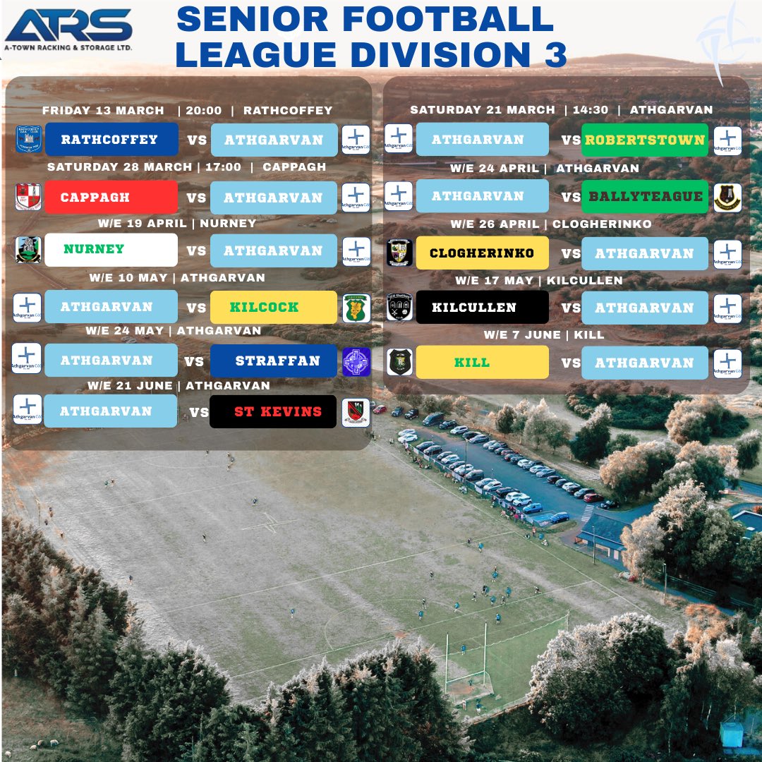 ATHGARVAN_GAA's tweet photo. The @KildareGAA Senior Football League kicks off in a few weeks. 
Here is a look at our fixtures https://t.co/D3uteXlYST