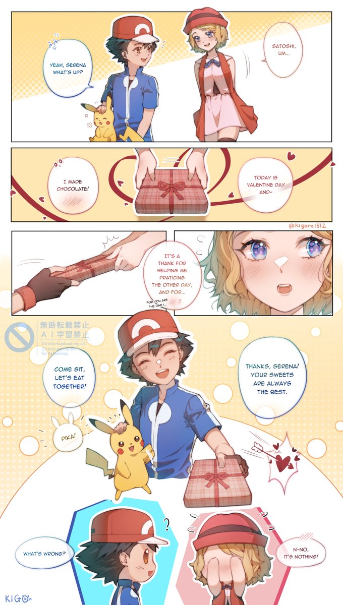 Kigoro1512's tweet photo. Valentine Day💙❤️! 
(yes i know im late as heck arggg) 
also repost cause i found something to fix 💦im sorryyy
#アニポケ #サトセレ #SatoSere #amourshipping https://t.co/eoE16Ae16E