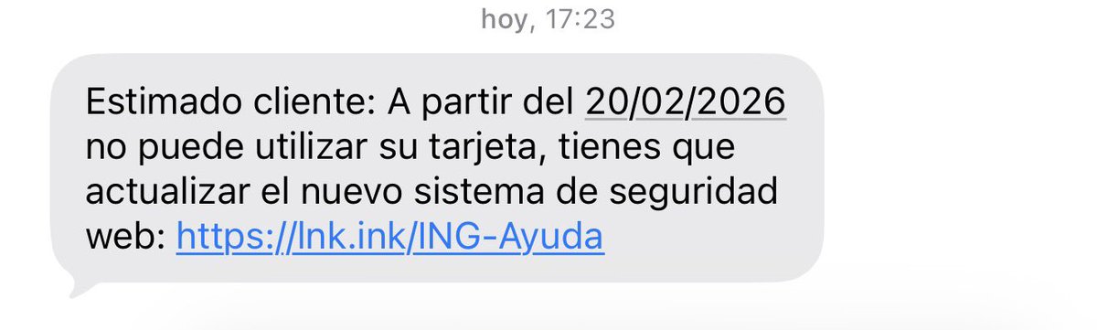 antoniaromerod's tweet photo. Hola! @ING_es mira lo que me envían como SMS donde también recibo mensajes reales de ING. Obvio que es un fake, pero cuidado que se mezcla con SMS de vuestra entidad. Gracias https://t.co/hklCh21RrS