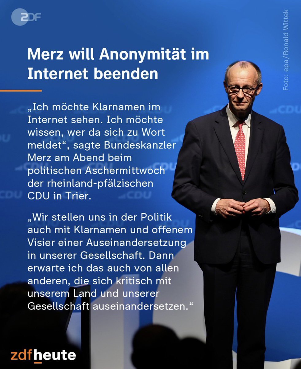 Mit einer Klarnamenpflicht bekommt man nicht mehr Klarnamen, sondern weniger Meinungsäußerungen ganz normaler Bürger. Dorfbewohner im Osten, die sich nicht trauen, die Grünen öffentlich zu loben. Ärzte, die nur anonym über Missstände reden können. Staatsangestellte, die Angst vor