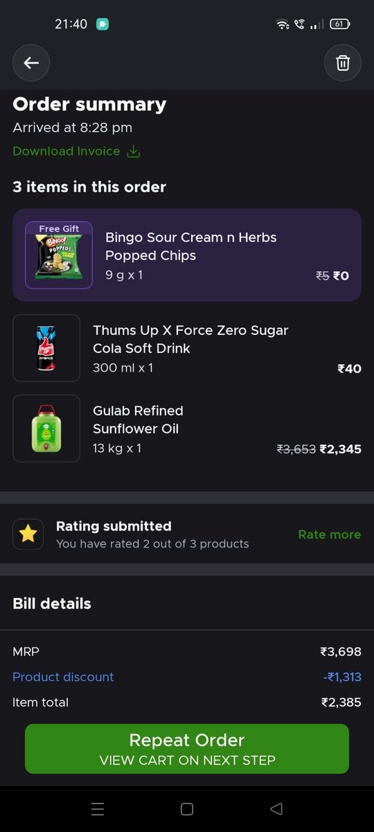 Bigindialegit's tweet photo. @blinkitcares yesterday on thumsup offer I won and I also ordered the thumsup but upon receiving it I didn’t got the scratch reward card pls help me out 

Order id :- ORD63148380902 https://t.co/vd02UTNdBs