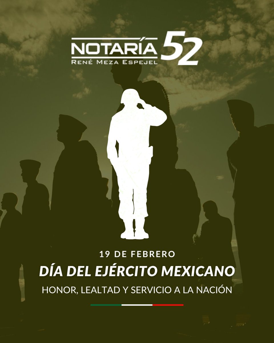 🇲🇽 En el marco del Día del Ejército Mexicano, reconocemos su disciplina, lealtad y compromiso con la nación.

Desde nuestra Notaría, valoramos a las instituciones que fortalecen la legalidad, la seguridad y el Estado de Derecho en México.

#Notaría52Puebla #Notaría