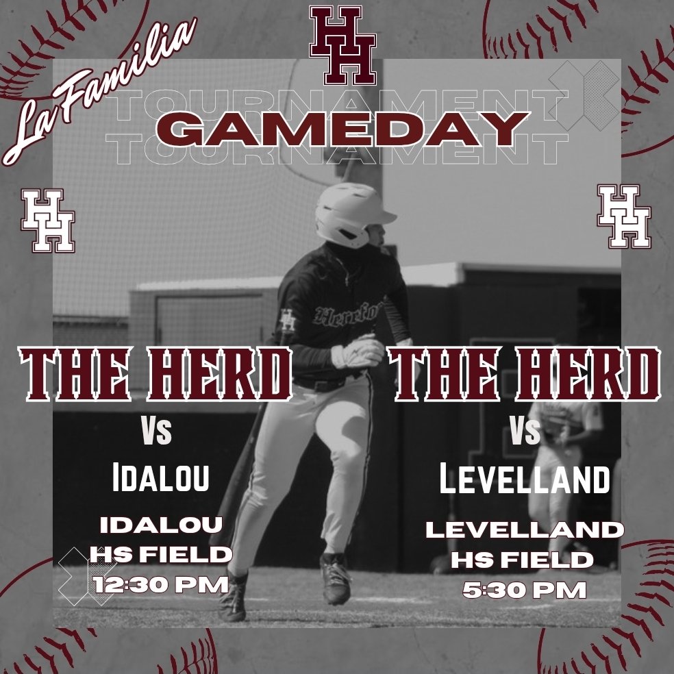 BaseballHerd's tweet photo. It's GAMEDAY!!! ⚾️ ⚾️ 
Day one of the Shallowater Railyard Classic.
Game #1 
The HERD vs Idalou 12:30 PM
@ Idalou HS Field 

Game #2 
The HERD vs Levelland 5:30 PM
@ Levelland HS Field 

#LaFamilia//#HerdNation//#RentsDue//#RiseAsOne https://t.co/eTuacFwiII