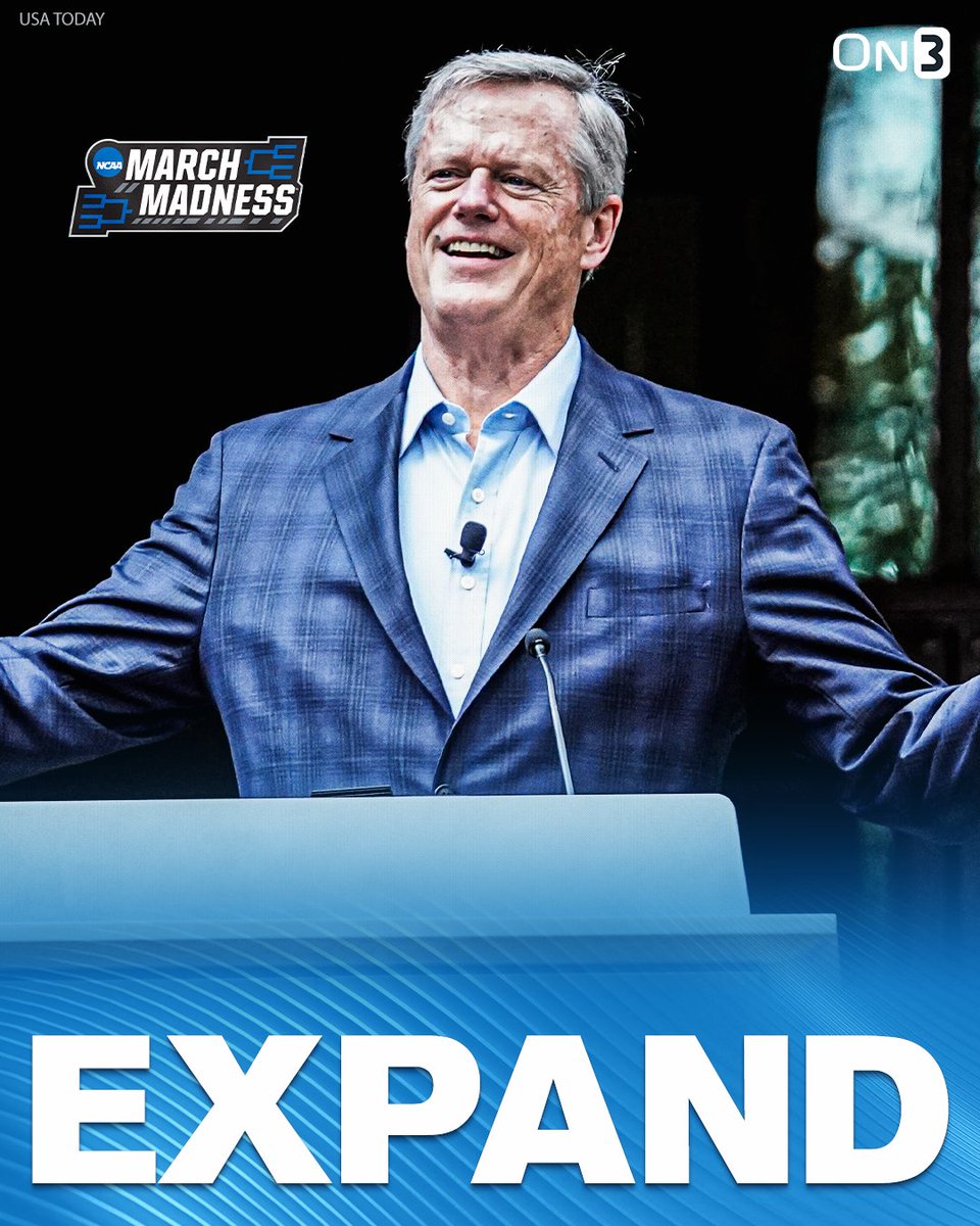On3's tweet photo. NEW: NCAA president Charlie Baker backs the expansion of March Madness:

"We're still talking about it... I would like to see it expand."

(h/t @jeffborzello)

https://t.co/ieNqSMYFsN