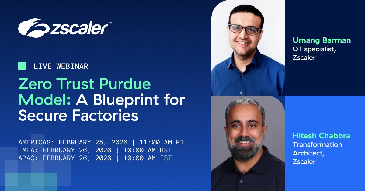zscaler's tweet image. The Purdue Model wasn’t designed for today’s connected factories—and traditional #OT security can’t keep up. Join our webinar to learn how a #ZeroTrust approach can help secure modern #manufacturing without disrupting operations ➡ bit.ly/4aHfLFo