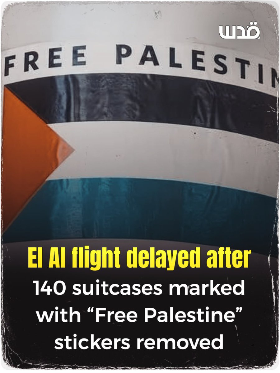 bundaathira's tweet photo. El Al Flight 6 dari Los Angeles International Airport (LAX) ke Tel Aviv mengalami penundaan setelah 140 koper yang ada stiker "Free Palestine" dilepas dan ditinggal.

Pesawat berangkat 62 menit lebih lambat dan tiba 67 menit lebih lambat dari jadwal.

Seorang penumpang yang membutuhkan tas gaun pengantin diberitahu oleh pramugari: "Lebih baik tiba dengan selamat tanpa koper daripada sebaliknya."