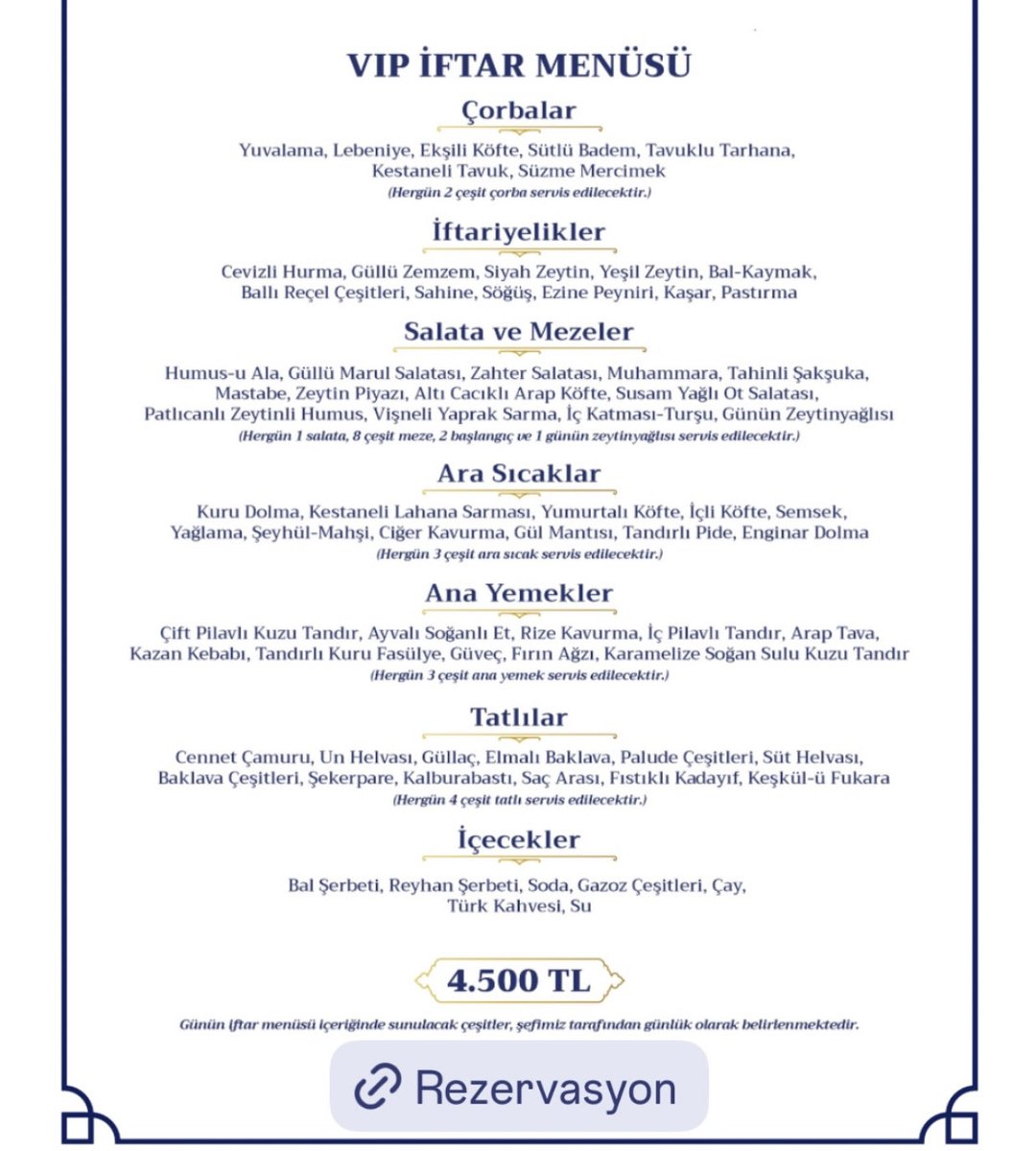 VIP İftar menüsü. Bunu da gördük..