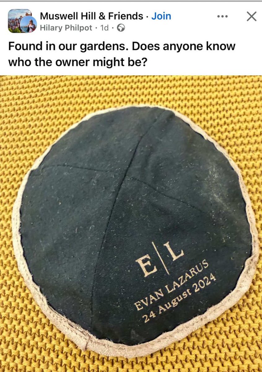 I can't stop thinking about this Yamaka with my name found in a garden in the UK. And the bar mitzvah the day I got cancelled on Twitter for my outfit