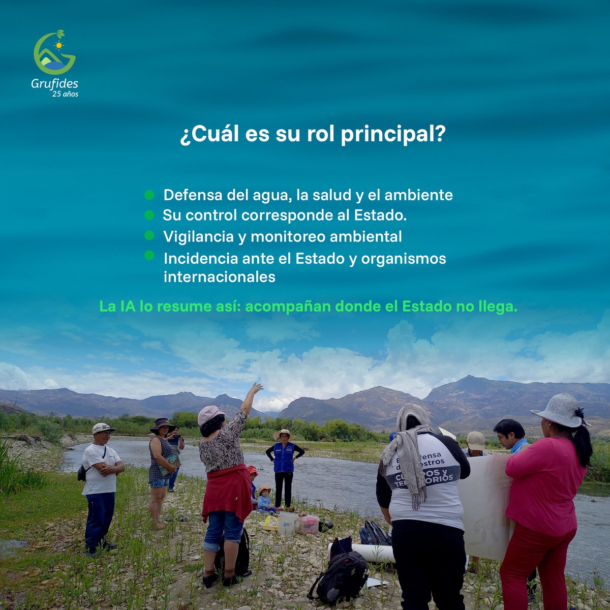 grufides's tweet photo. Le preguntamos a la IA:
¿Cuál es el rol de las organizaciones ambientales y de ddhh en Cajamarca y xq suelen ser objeto de campañas de desprestigio?
La respuesta nos ayuda a entender por qué defender el agua y el territorio  no es una ideología, sino una labor fundamental. https://t.co/vcgxY8wEtX