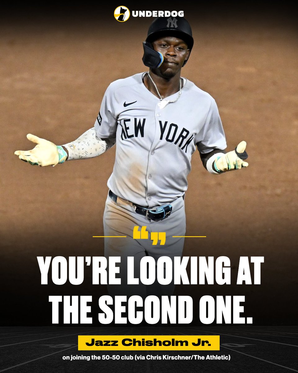 UnderdogMLB's tweet photo. Jazz Chisholm Jr. in 2025:

31 HR
31 SB

Shohei Ohtani is the only 50-50 player in MLB history. https://t.co/Cov5iSDcSP