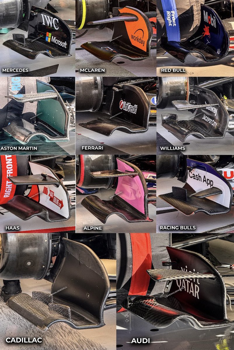 Jednym z ciekawszych obszarów w tegorocznych bolidach jest przednie skrzydło, a dokładnie jego boczna część, gdzie ekipy stosują różne koncepcje aerodynamiczne. Poniżej podrzucam ciekawe porównanie wszystkich wersji.

#F1PL #ElevenF1 #F1