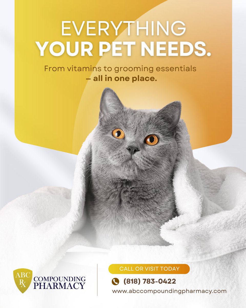 abccompounding's tweet photo. Your pet deserves the best — and you can find it all right here.

From supplements to grooming must-haves, everything they need is in one convenient spot.

Explore 👉 https://t.co/9r5Xj2kK77

#ABCCompoundingPharmacy #PetWellness #PetCare https://t.co/cwTrqZUCK2