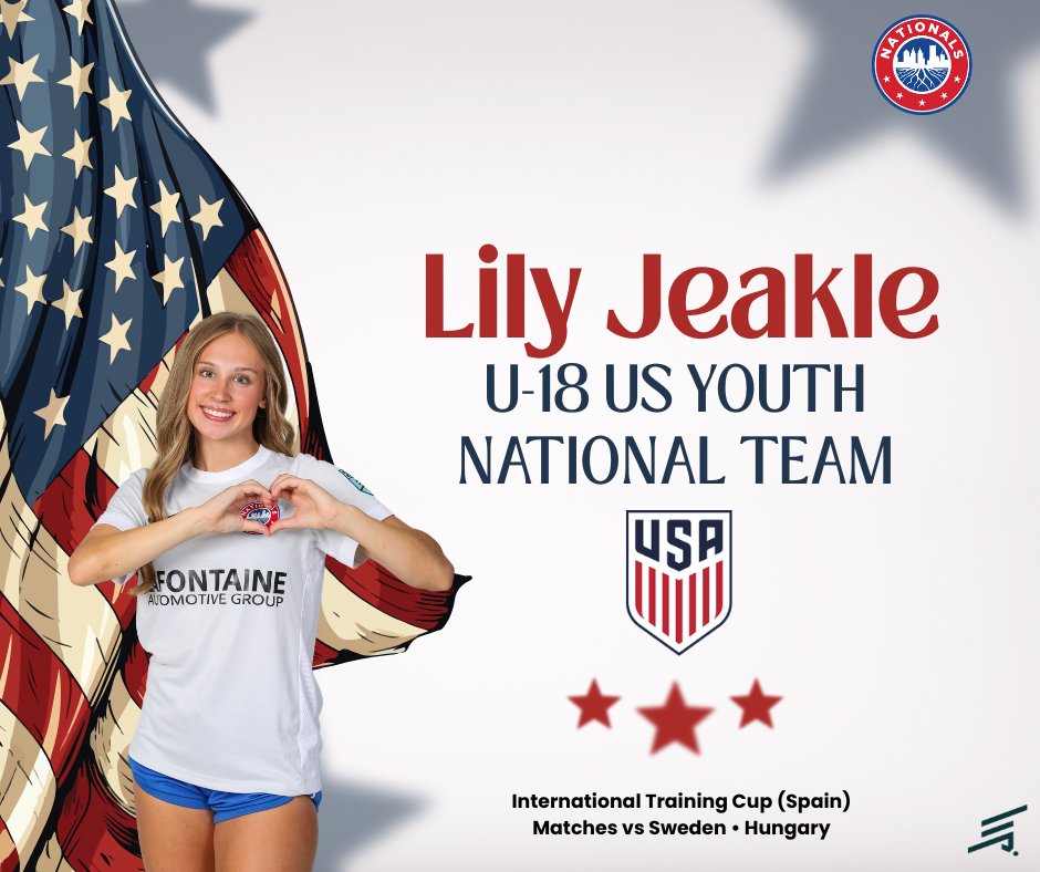 NationalsGA's tweet photo. 🇺🇸 U.S. U-18 WOMEN’S NATIONAL TEAM 🇪🇸

Lily Jeakle (07/08 Nationals Blue ECNL | 2027 Notre Dame Commit) has been officially named to the U.S. U-18 WNT roster for next week’s international camp in Spain.

Matches vs:
🇸🇪 Sweden
🇭🇺 Hungary

This is what it looks like when talent meets consistency, humility, and work ethic.

We are proud of you, Lily — keep representing the badge the right way. 💙❤️

#TheNationalsWay #ItsDifferentHere #NationalsFamily #ECNL
@ImYouthSoccer @ECNLgirls