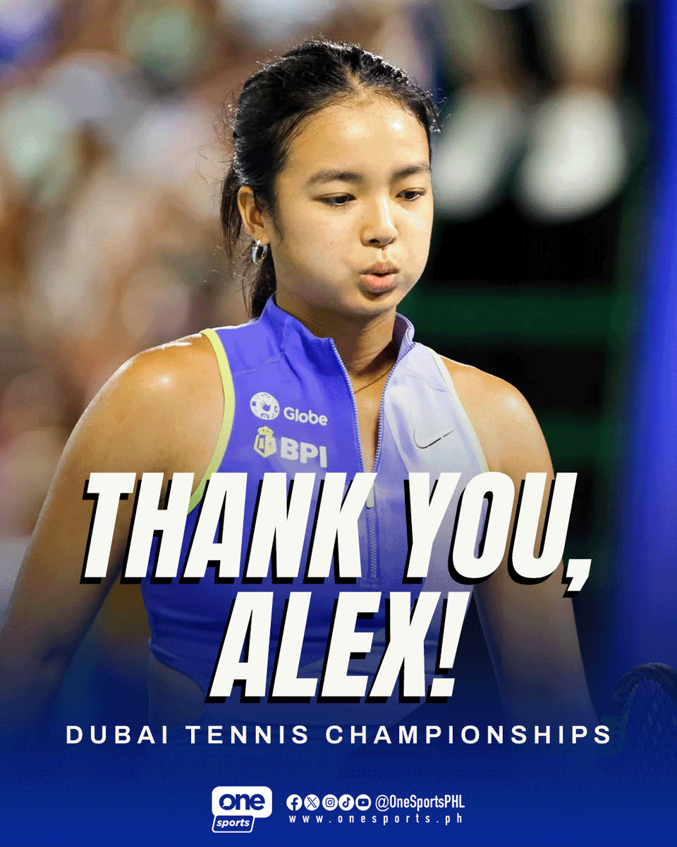 OneSportsPHL's tweet photo. SALAMAT SA LABAN, ALEX! 🙏

Filipina tennis standout Alex Eala ends her Dubai Tennis Championships run in the quarterfinals after a loss to American and world no. 4 Coco Gauff, capping off yet another memorable showing on the international stage.

#AlexEala #WTA1000 #DDFTennis https://t.co/W4ntHLaoTE