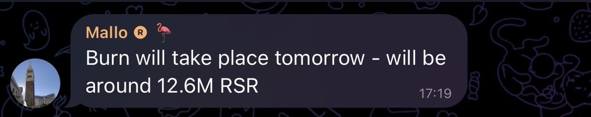 🚨#RSR fam need to read this! 🚨

Biggest BURN in the <a href="/reserveprotocol/">Reserve 🌐</a> history happens tomorrow!!!! 

~12.6 MILLIONS $RSR tokens will be burned tomorrow.

This means around 55mio RSR are gone forever. 
Second biggest burn was ~9.5 million RSR.  

Like,retweet, comment, bookmarks