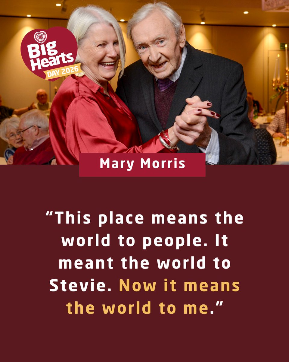 As a way of honouring her husband, who was a lifelong Hearts fan and prominent advocate for MND awareness, Mary Morris decided to give back to the club and charity that supported her family.

Mary found purpose in volunteering with @BigHearts, and helping other carers and