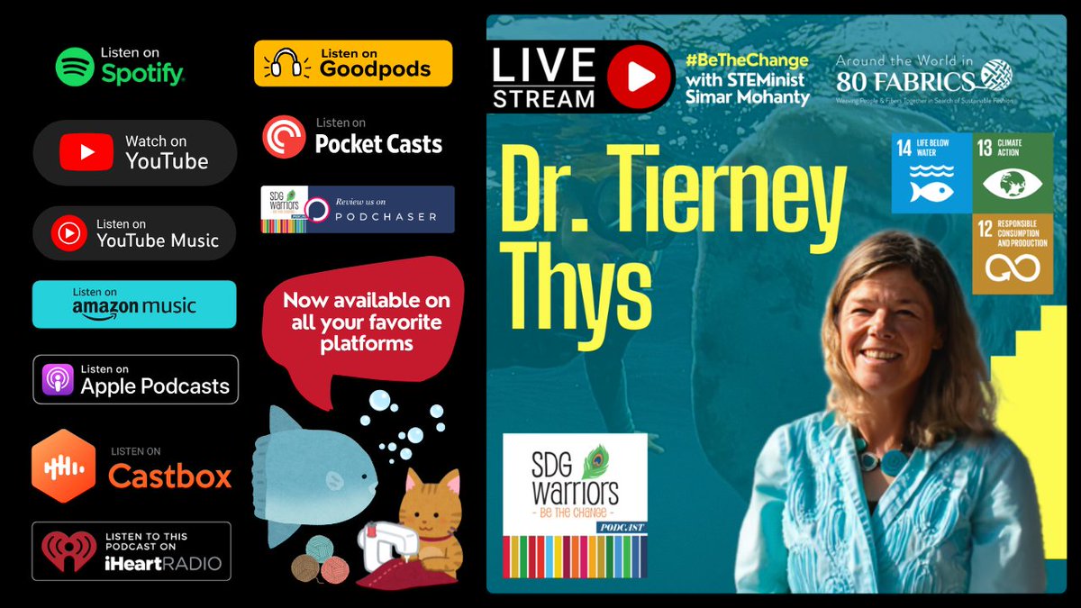 SDGwarriors's tweet photo. 🆕Episode Alert!🚀
🎙E44 #STEM X #EDUhero - The @SDGwarriors Podcast is now streaming on all your favorite platforms!
🌊Sunfish, Science &amp; the Threads That Bind w/ Dr. Tierney Thys, Around the World in 80 Fabrics
🎧https://t.co/9h0THZyOxN
 #BeTheChange #StayCurious #SDG14 #UNSDGs https://t.co/f73PR21OTX