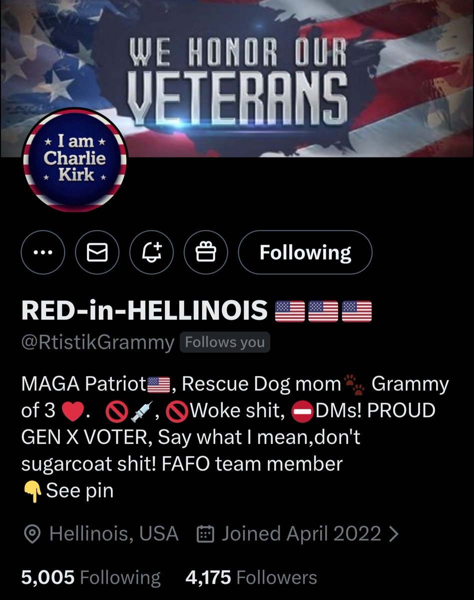 Dear Patriot Friends,  I suggest you check out     <a href="/RtistikGrammy/">RED-in-HELLINOIS 🇺🇸🇺🇸🇺🇸</a>   he alignes with our values thanks