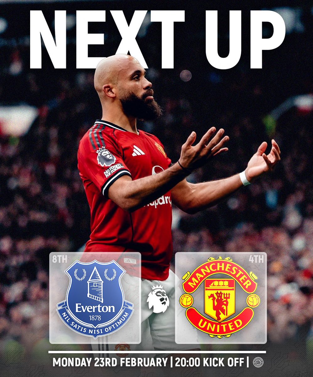 ⏭️ NEXT UP: Everton away at the Hill Dickinson Stadium.

A new ground, a new test, and a big opportunity to keep unbeaten run rolling.

First-ever trip there so let’s make it one to remember with three points. 🔴👊

#MUFC