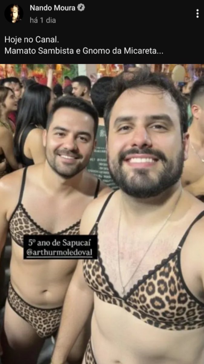 Nando Moura escrevendo o prompt pra IA: 

"Querido ChatGPT, só tú sabes que minha vida é separada em pré-Arthur &amp; pós-Arthur. E nessa noite solitária na mansão tediosa, por favor; me gere uma imagem do Tutu de cuequinha de onça dando aquela marcada que vc sabe que eu gosto..."