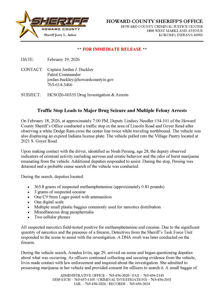 Howard County Sheriff's Office tweet media