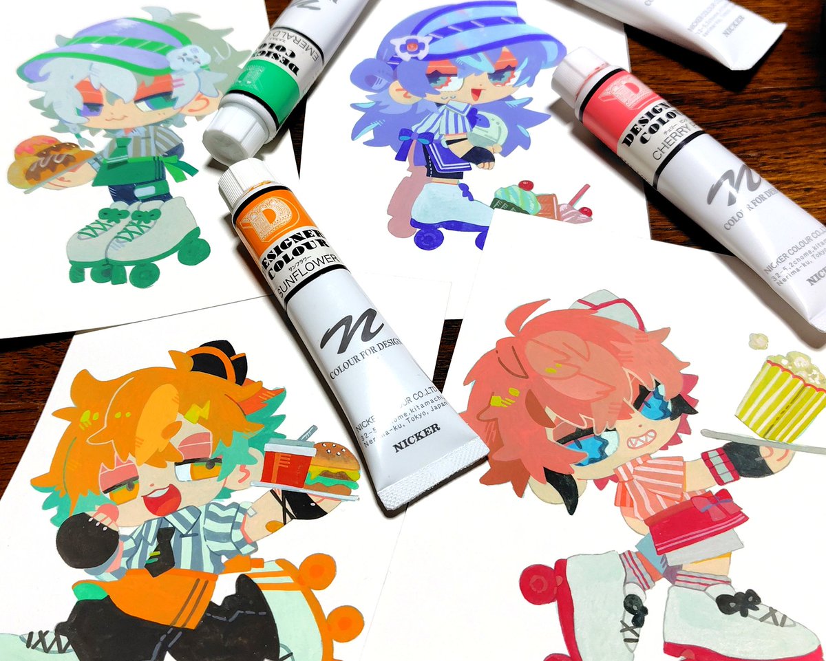 バイト組
不透明水彩使用🎨
#にじさんじアナログ部