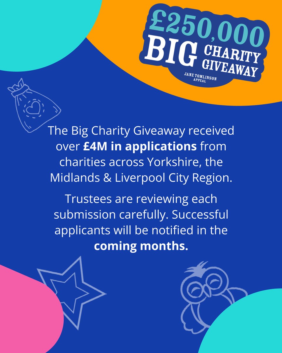 janesappeal's tweet photo. We’ve been blown away  

Applications are now closed, with over £4M requested by charities across Yorkshire, the Midlands &amp; Liverpool City Region. Our Trustees need more time to review. Successful applicants will be notified in the coming months

Thank you to everyone who applied https://t.co/ZsS442UF20