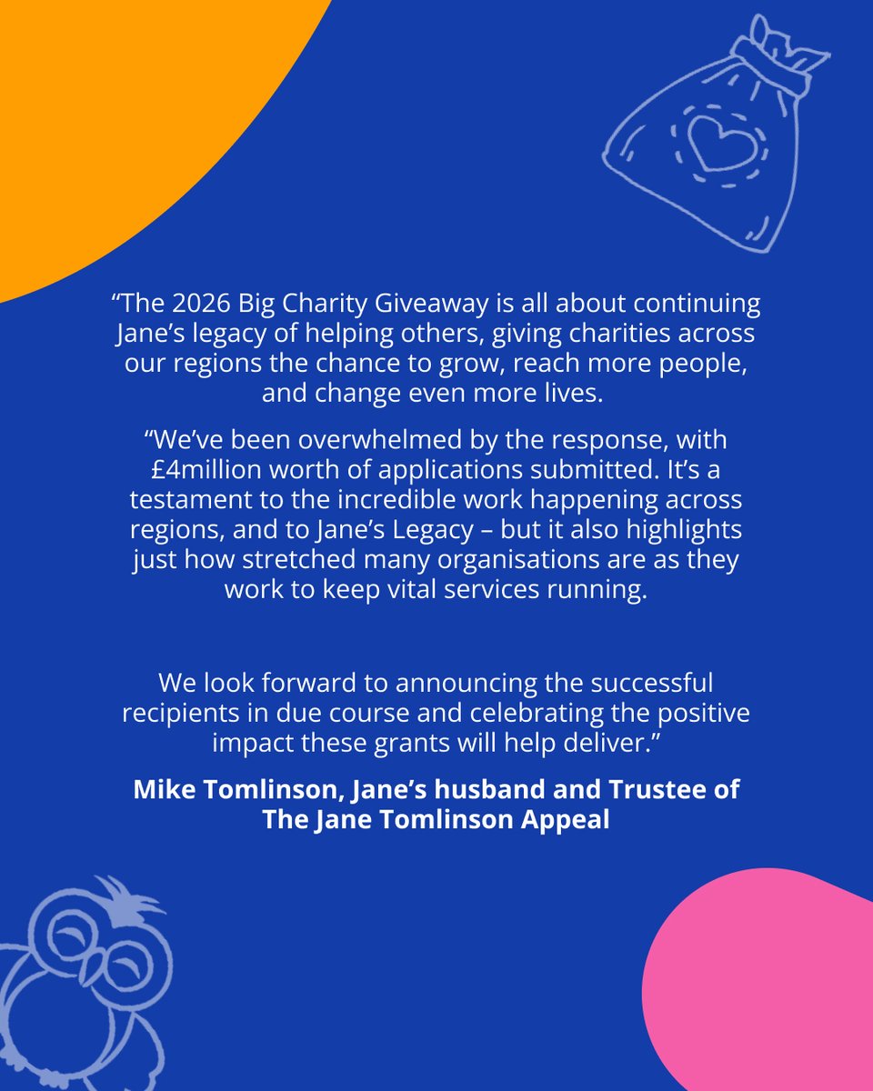 janesappeal's tweet photo. We’ve been blown away  

Applications are now closed, with over £4M requested by charities across Yorkshire, the Midlands &amp; Liverpool City Region. Our Trustees need more time to review. Successful applicants will be notified in the coming months

Thank you to everyone who applied https://t.co/ZsS442UF20