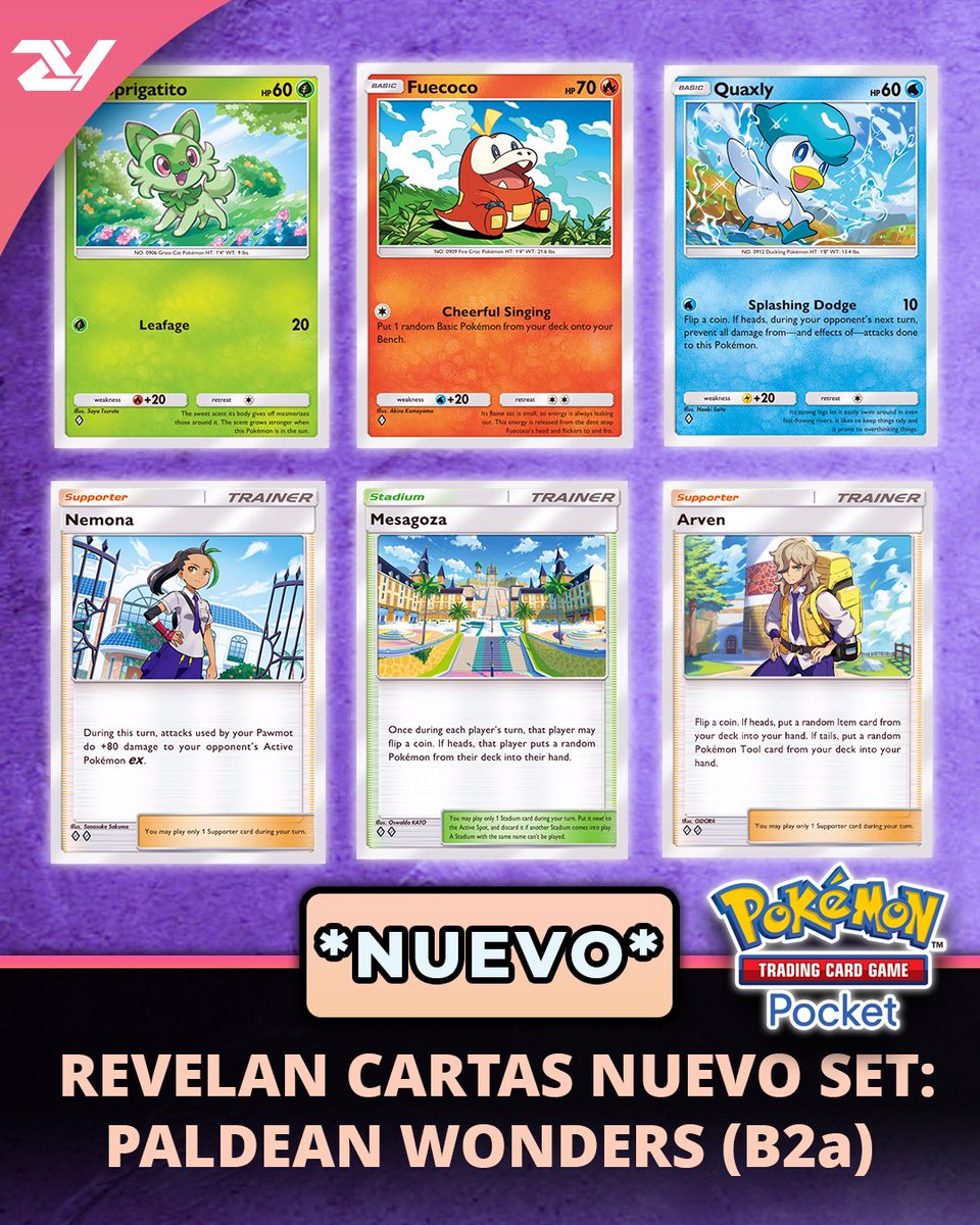 *Nuevo Set* Paldean Wonders (B2a) Hará su llegada Febrero 25 y estas fueron algunas de las cartas reveladas en el trailer. ¿Que piensan del poder de estas cartas y sus efectos? ¿Les gusta que el arte del TCG esta siendo re-usado para Pokemon TCG Pocket? Comenta y no olvides