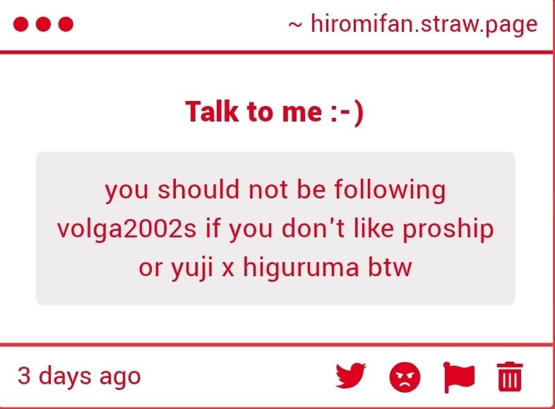 Yeah that's my bad, i unfollowed and blocked them. I saw them a few times on my timeline but it was also just higuruma by himself, did NOT see the other stuff hiromifan.straw.page