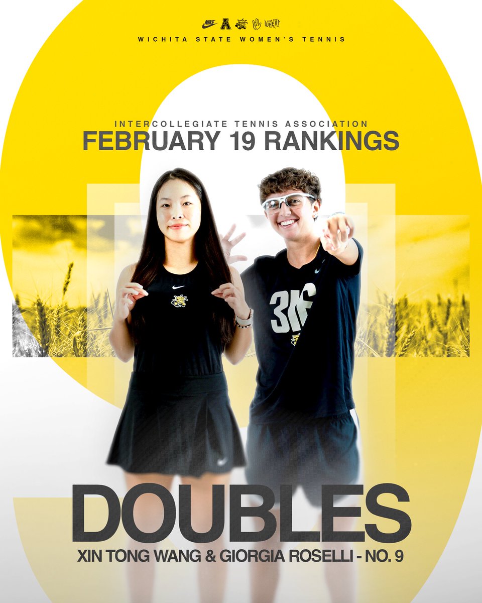 GoShockersWTEN's tweet photo. Hello, 𝘁𝗼𝗽 𝟭𝟬 👋

Gio and XT set the bar again, coming in at No. 9 in this week’s rankings!

They remain the highest ranked pair in program history!

#FearTheWheat🌾 https://t.co/vMCPfQm0Qj