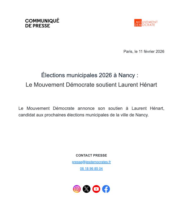 daniele_noel's tweet photo. Le @MoDem 54 réitère son soutien à @LaurentHenart #Municipales2026 #Nancy #MoDem54 https://t.co/0C19YufNXk