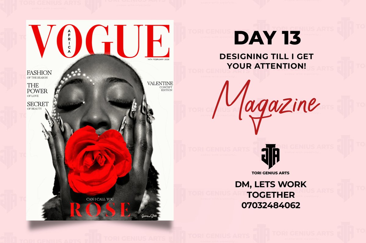 vickylee0611's tweet photo. DAY 13 

VOGUE MAGAZINE COVER ( ! DESIGN ) 💯

#GraphicDesign #CreativeJourney #DesignChallenge #Web3 #vairal https://t.co/BZy1rQypb2