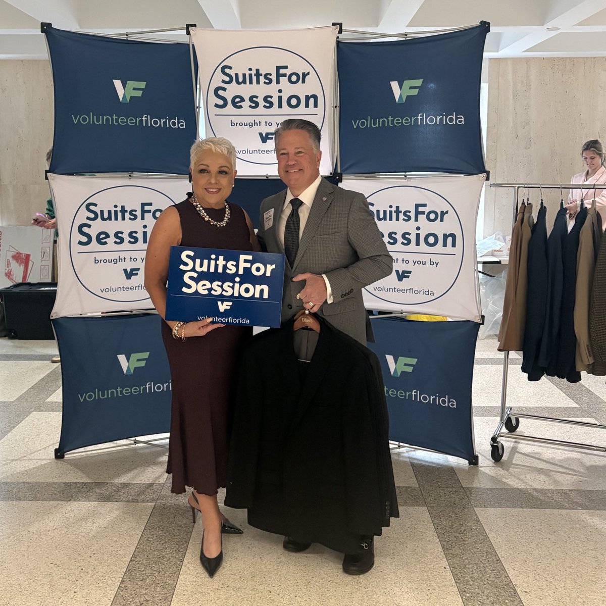 ChipLaMarca's tweet photo. This week was the annual #SuitsForSession work @VolunteerFla and I shared three well cared for suits for the future workforce of our great state. https://t.co/2UNKvCww4Q