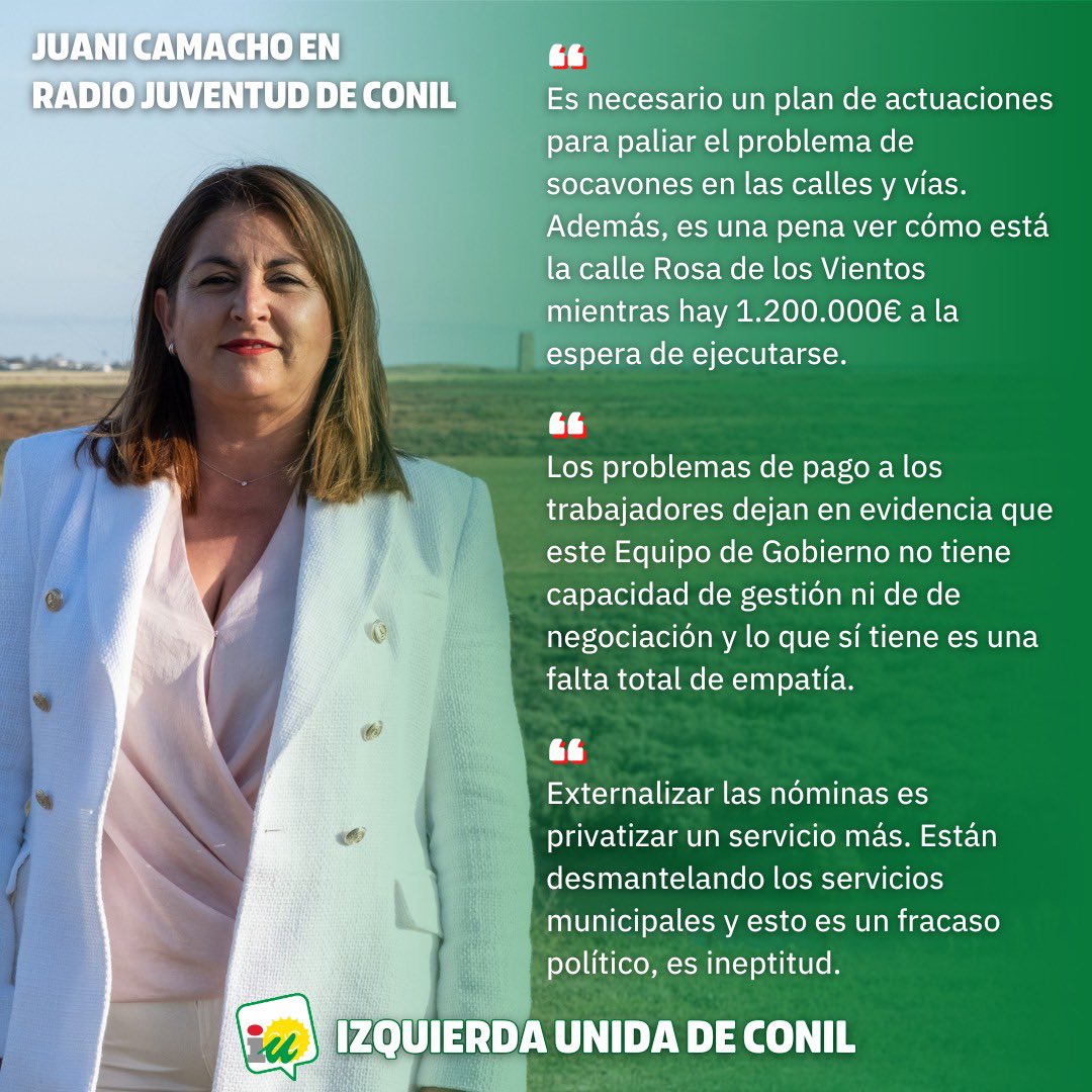 IUConil's tweet photo. 🔻INTERVENCIÓN RJC
Juani Camacho | 19/02/2026

✊🏼ACTO CON ANTONIO MAILLO
⛈️DAÑOS TEMPORAL
💧PROYECTO PARA LA DEPURADORA
🧾NÓMINAS DE LOS TRABAJADORES
💬RRHH
🎭FELICITACIONES AL PREGONERO

Escucha la intervención completa aquí: 🎙 
https://t.co/wHLI31tXTv https://t.co/08y8Qz2FWT