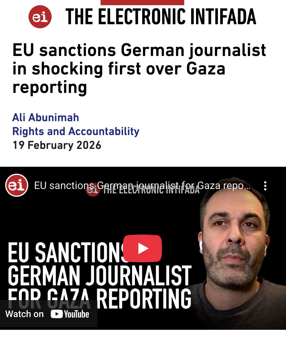 The EU is quite literally trying to starve Huseyin Dogru to death for the heinous crime for doing journalism on Palestine. electronicintifada.net/blogs/ali-abun…  can't make this shit up. The EU is a criminal organization