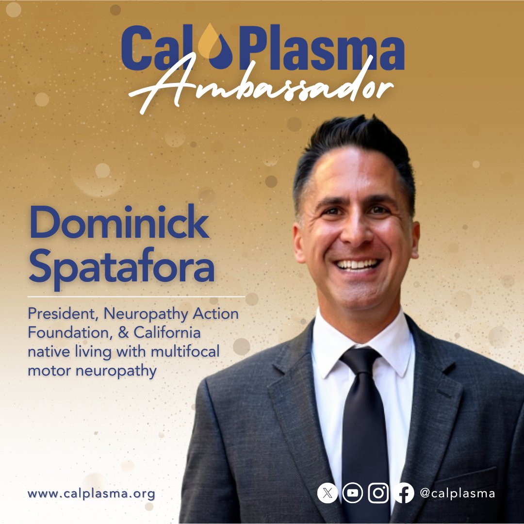 CalPlasma's tweet photo. This #MultifocalNeuropathyAwarenessMonth, meet our newest #CalPlasmaAmbassador, Dominick Spatafora.✨

Diagnosed at 30, IVIG halted his MMN progression. After losing access, he now shares his story to raise awareness and ensure patient access to these life-saving medicines.

Read his story here.
https://t.co/Ur5kJkbukP