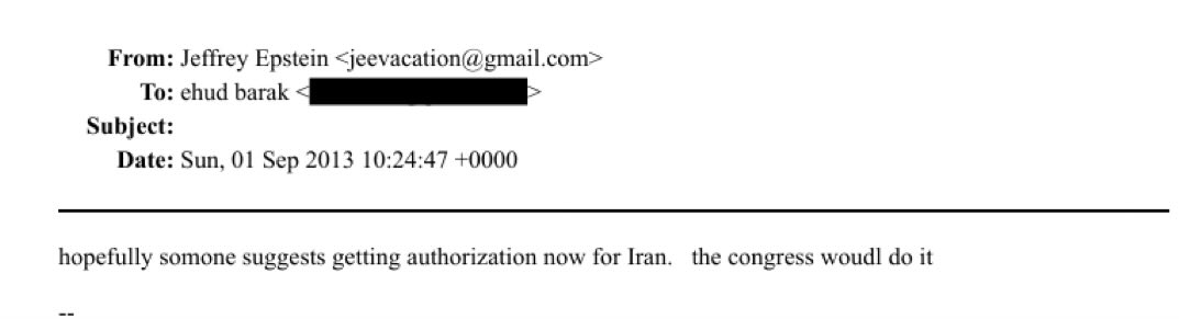 Ya en 2013 Ehud Barak, ex primer ministro de Israel, se esperanzaba en un mail a Epstein con la autorización de una guerra contra Irán.