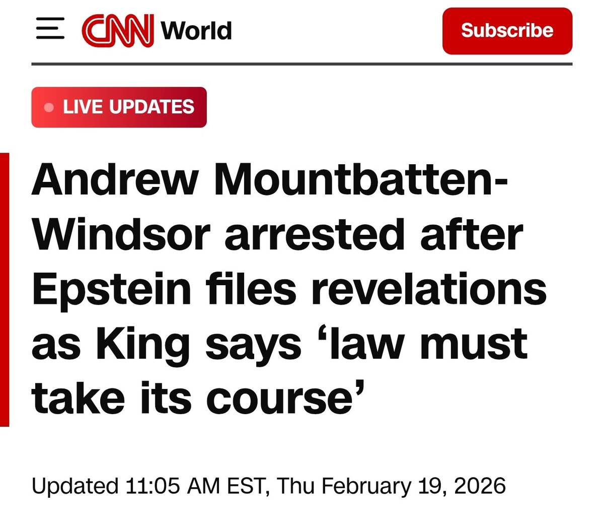 BREAKING: Prince Andrew was arrested today.

That makes America one of the few "civilized" countries on Earth that jails its poorest residents, but keeps the Epstein class protected.