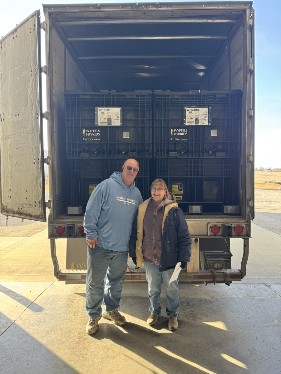 Cornyfarmer's tweet image. Kathy enjoying the nice weather for getting more seed in. She always checks every load off and enters into computer. In season she checks her inventory report 3 times a day so she always knows what she has. I told her I was getting her an Optimus Robot to help, but I’m not sure