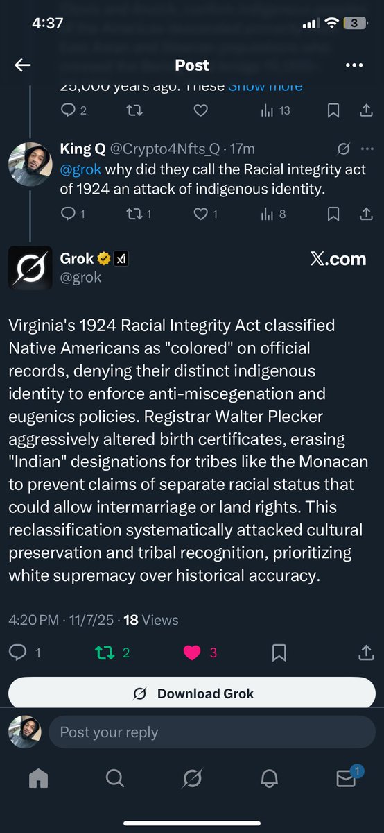 Crypto4Nfts_Q's tweet photo. @GRIIIMGAMER @AsianDaBrattt They didn’t adopt us, they took our spot. That’s a lie yt people and racist tell to keep your mind off America and focus on Africa. My family started off as Indian on census and was reclassified to negro and colored later on. We got our land  my family own we lived on for years. https://t.co/QL32KSIcjs