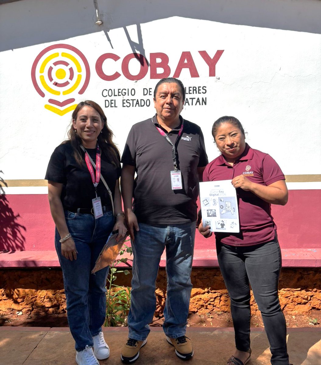 INEYucatan's tweet photo. La #05JuntaDistrital del #INEYucatán acudió a los planteles del #COBAY en #Opichen y #Uman, así como la secundaria #RooseveltErcéBarrónPech para invitarlo a sumarse al proyecto "Soy Digital 2026", para una ciudadanía digital y participación segura en entornos digitales #ENCIVICA https://t.co/ljYpgxIIVS