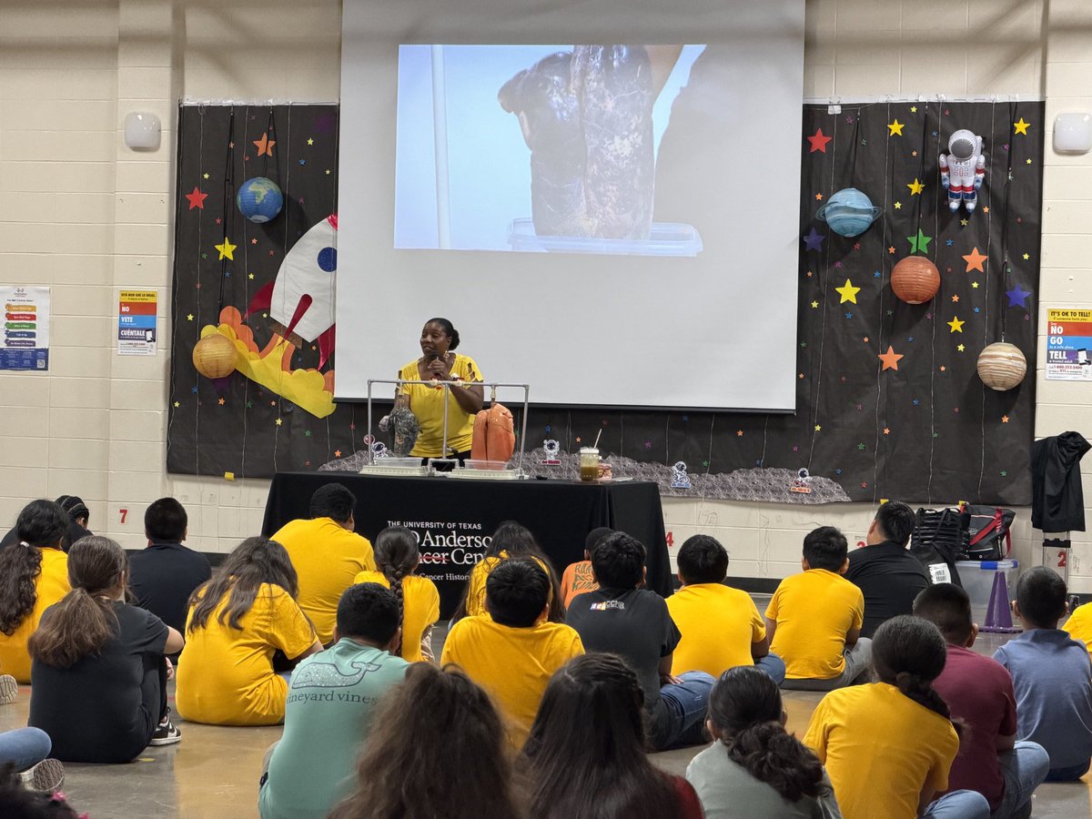 Luvelyo's tweet photo. @StehlikES_AISD Stallions were all ears-and weren’t just horsing around!

They leaned in to learn the real dangers of smoking &amp; vaping, and now they’re galloping full speed toward a tobacco- and vape-free future. 

Huge thanks for letting @MDAndersonNews ride along! 
#EndCancer https://t.co/YMQZXUNi3L