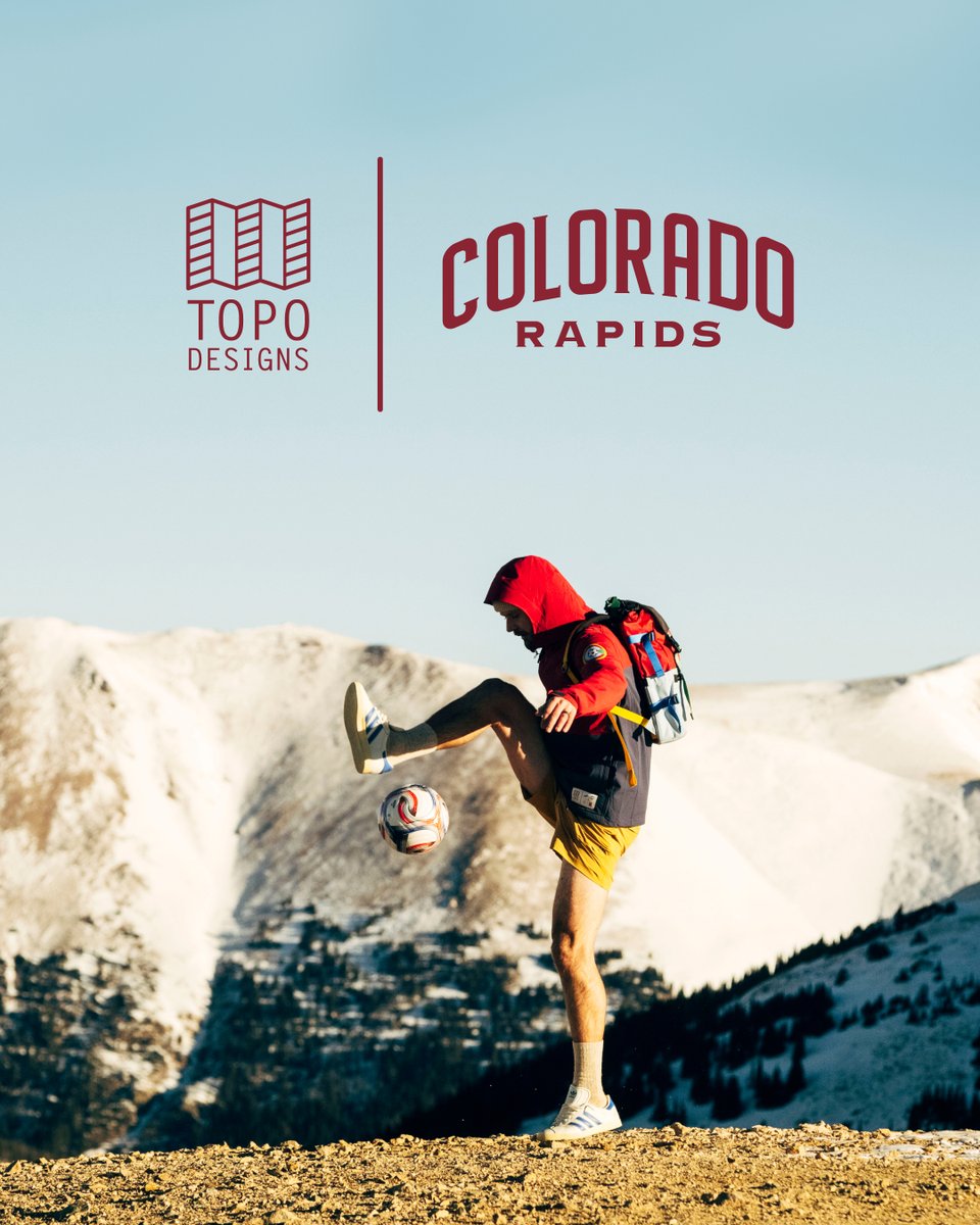 ColoradoRapids's tweet photo. Peak meets pitch 🏔️⚽️

Say hello to the Topo Designs x #Rapids96 collection, celebrating the club, Rocky Mountains and the spaces in between! 

Shop the limited collab now 🛍️ » https://t.co/uhOgTFA8W4 https://t.co/FnsVbtKiyn